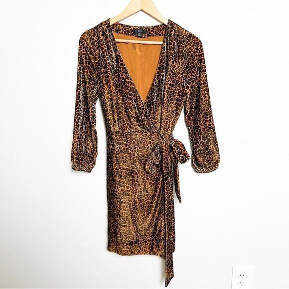 J Crew Leopard Print velvet wrap dress size 2 - Picture 3 of 9